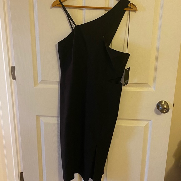 NWT Aidan Mattox One Shoulder Crepe Dress - Picture 3 of 6
